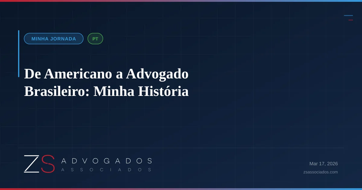 Zac Zagol em seu primeiro dia como advogado, sentado em sua sala em São Paulo