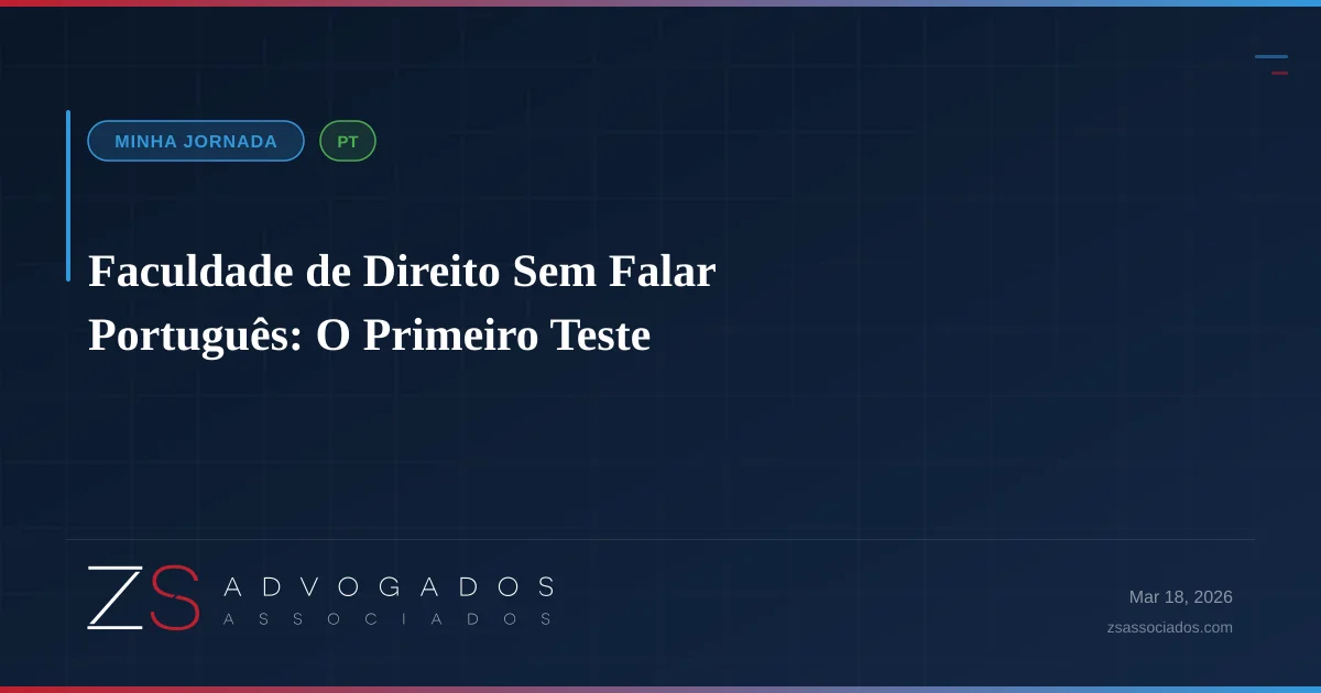 Zac em seu uniforme de estudante universitário, com livros de direito em português
