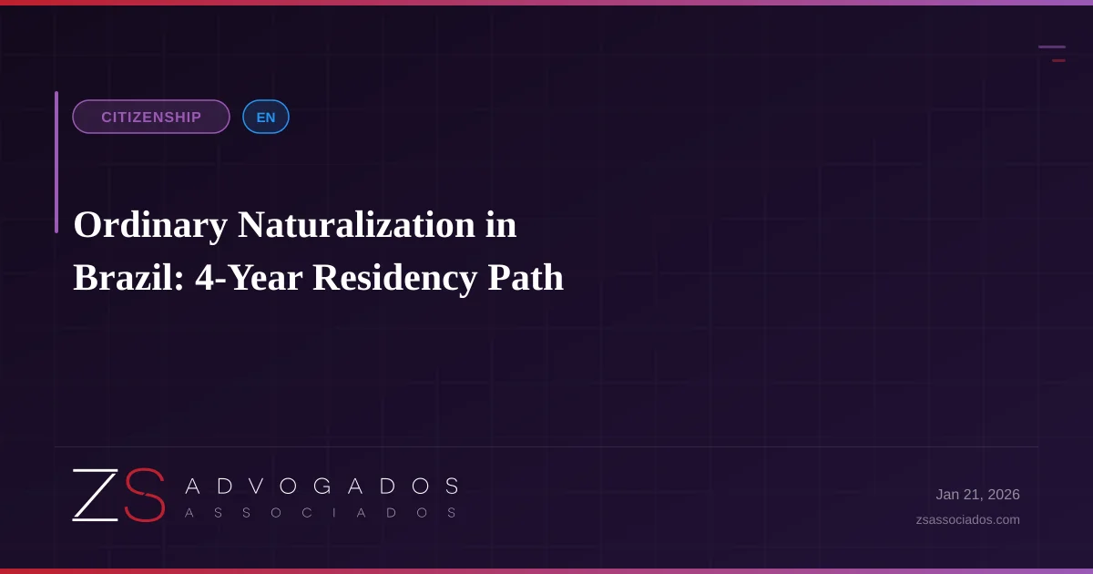 Illustration about Ordinary Naturalization in Brazil: 4-Year Residency Path